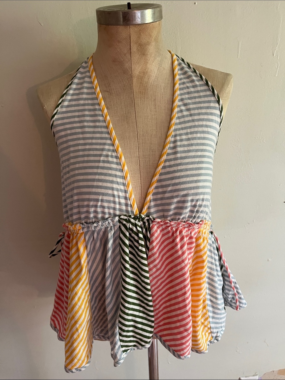 Anthropologie multicolored striped halter top